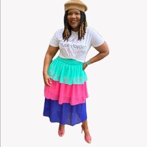 Multi color tiered skirt